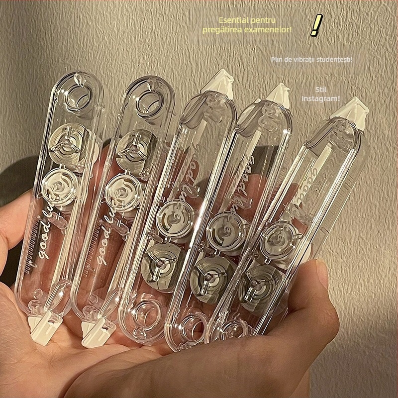 Set de corecții transparent cu capac basculant, portabil, stil japonez, 5 bucăți, design elegant