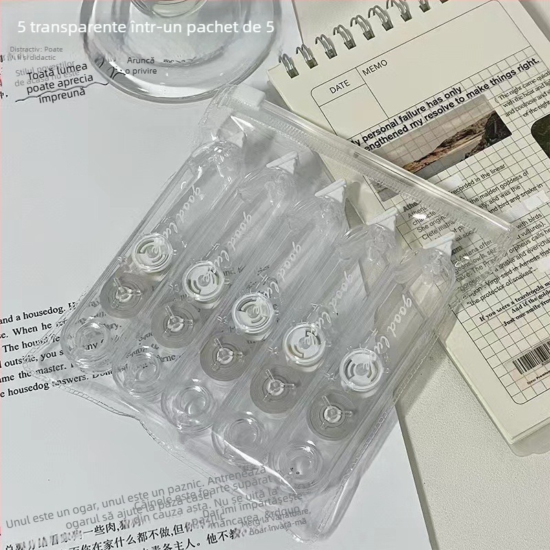 Set de corecții transparent cu capac basculant, portabil, stil japonez, 5 bucăți, design elegant