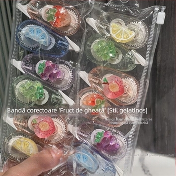 Bandă corectoare cu design jeleu de fructe și fluture, stil Instagram, estetică înaltă, 3D, transparentă, compactă și portabilă.