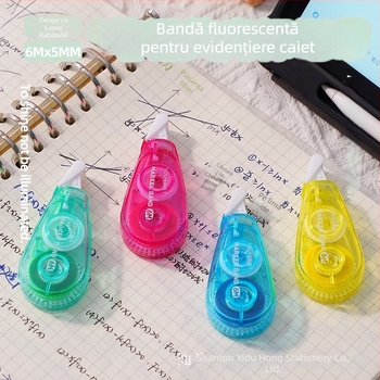 Marker roșu fluorescent Yidu cu bandă corectoare, mini pentru elevi, evidențieri colorate, papetărie creativă