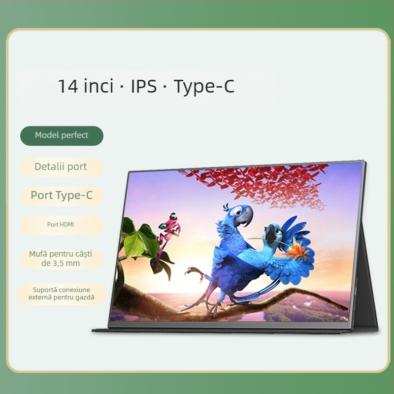Display IPS portabil, 14–15,6 inchi, Full HD 1080p, monitor extern secundar pentru birou mobil