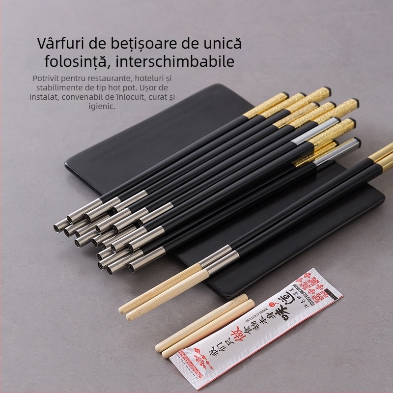Bețișoare de unică folosință cu capete interschimbabile, detașabile, prelungite pentru hot pot, pentru uz comercial hotelier, antiderapante, rezistente la mucegai.