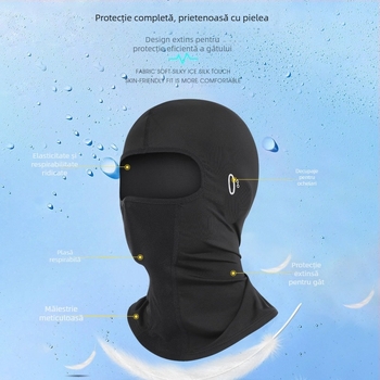 Mască de protecție solară pentru motocicletă – față complet acoperită, material Ice Silk, protecție UV pentru cap