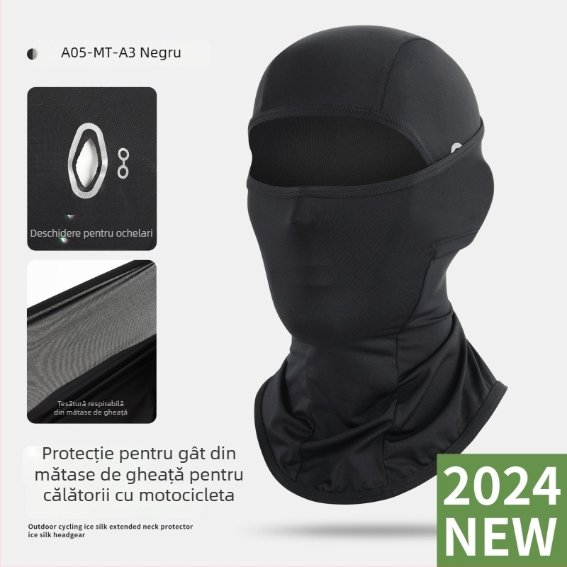 Mască de protecție solară pentru motocicletă – față complet acoperită, material Ice Silk, protecție UV pentru cap