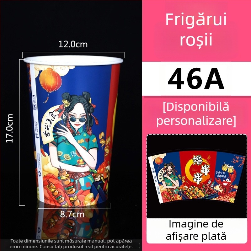 Cupă de hârtie de unică folosință și găleată pentru ambalarea frigăruilor și grătarelor, laminată, capacitate 896–1300 ml