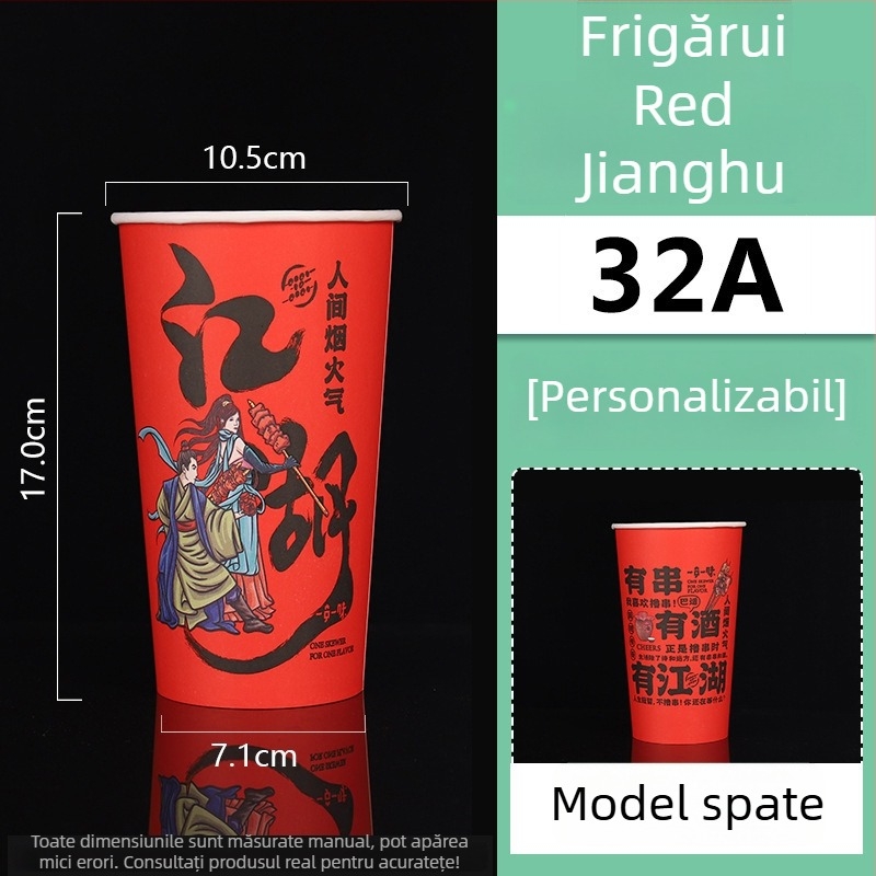 Cupă de hârtie de unică folosință și găleată pentru ambalarea frigăruilor și grătarelor, laminată, capacitate 896–1300 ml