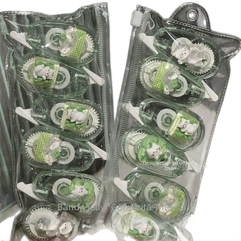 Bandă corectoare în gel cu trifoi cu patru foi și pisicuță, design drăguț pentru elevi, desen animat, dimensiune mică