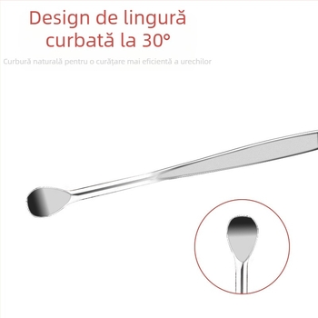 Set de șase linguri pentru urechi, din oțel inoxidabil, capete duble cu spirală
