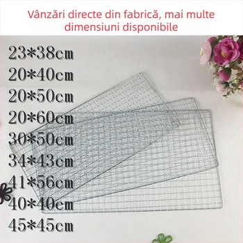 Grilă de grătar din sârmă galvanizată, pătrată, portabilă, pentru camping în aer liber, de unică folosință