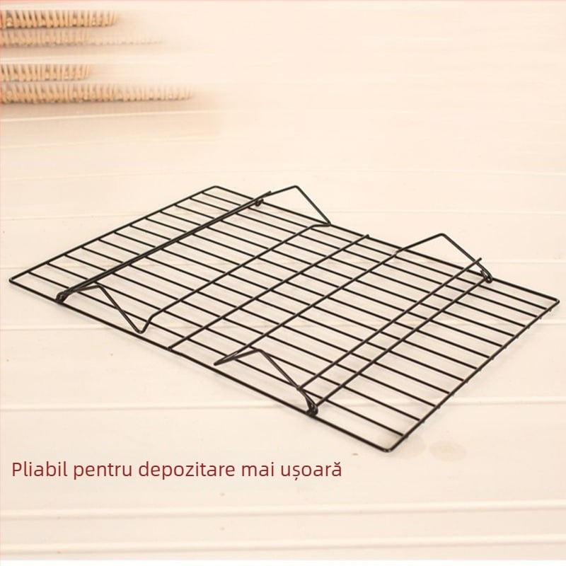 Raft de copt pătrat pliabil cu suprafață antiaderentă, suport de răcire negru pentru uz casnic