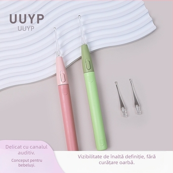 Lingură de urechi din silicon moale, luminoasă, pentru urechi copii – instrument vizual de curățare a urechilor