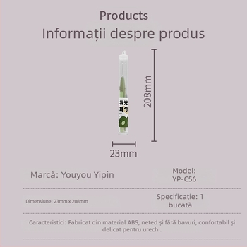Lingură de urechi din silicon moale, luminoasă, pentru urechi copii – instrument vizual de curățare a urechilor