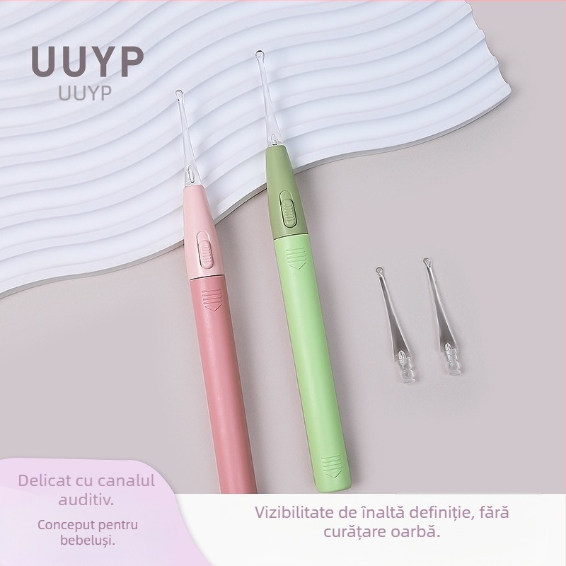 Lingură de urechi din silicon moale, luminoasă, pentru urechi copii – instrument vizual de curățare a urechilor