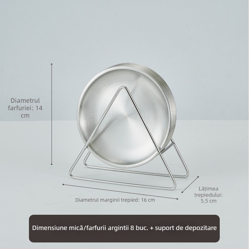 Stil coreean, oțel inoxidabil auriu, farfurie pentru oase cu suport de depozitare, farfurie rotundă pentru cafenea, alimentară, farfurie de grătar ușoară