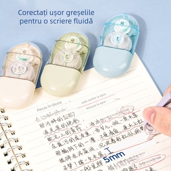 Set corector capsule Deli 71510 pentru elevi, 32 m, capacitate mare, bandă de corectare mini cu desene animate