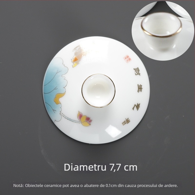 Bol de ceai din porțelan alb, margine aurie, culoare solidă, design cer înstelat