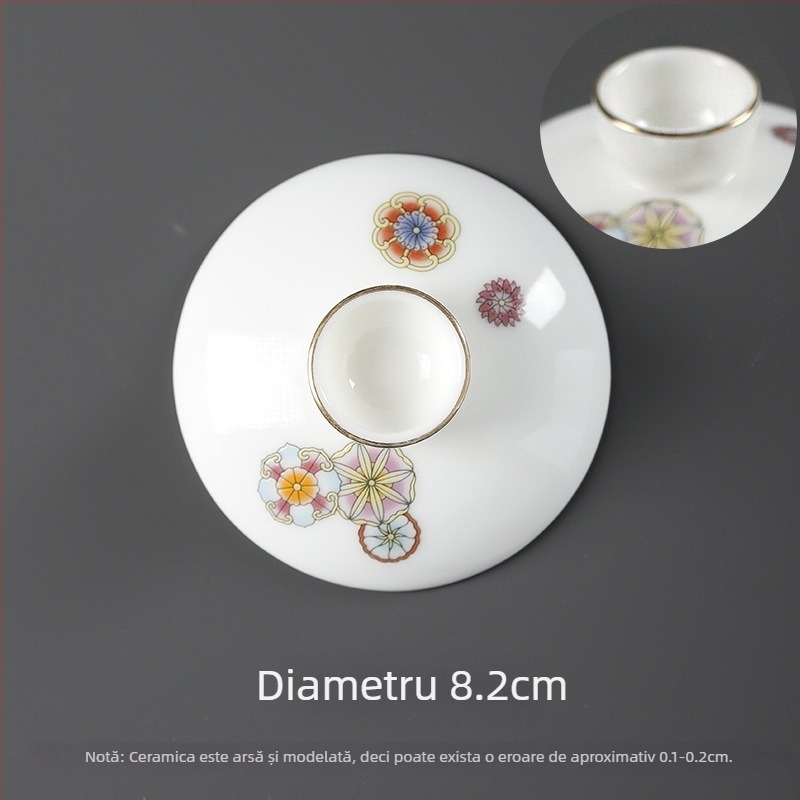 Bol de ceai din porțelan alb, margine aurie, culoare solidă, design cer înstelat