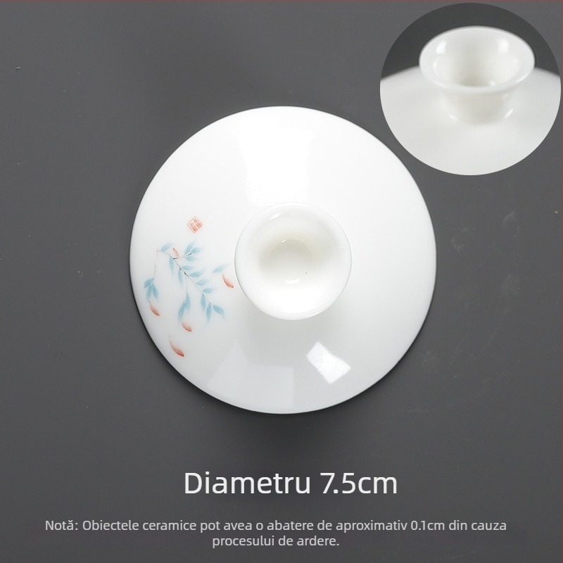 Bol de ceai din porțelan alb, margine aurie, culoare solidă, design cer înstelat