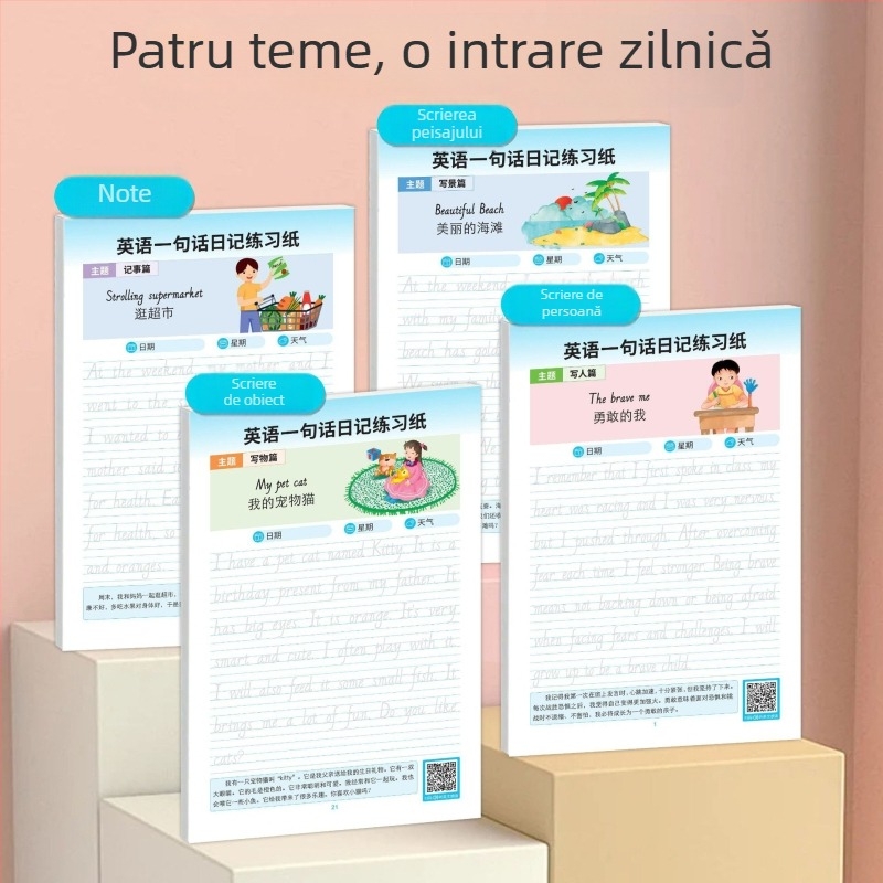 Engleză: Practică de scriere a unui jurnal de o propoziție, trasare cu caractere italic pentru elevi din învățământul primar