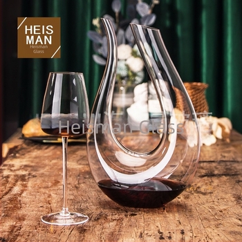 Decantator din cristal în stil european, formă U, pentru vin, cu dop de turnare, design inspirat de harpă