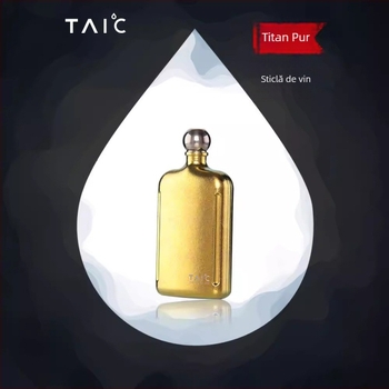 TAIC Flacon din titan, mini, portabil, 226 ml, pentru exterior și uz casnic