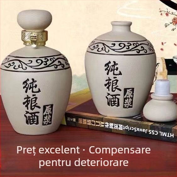 Sticlă mică de vin ceramică din lut, sigilată, retro elegant pentru uz casnic