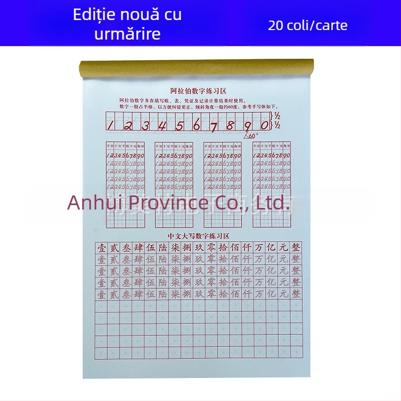Manual de exerciții pentru numere în contabilitate: numerale chineze majuscule și cifre arabice pentru elevi