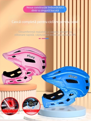 Cască pentru bicicletă echilibrată a copiilor, cască de ciclism cu față întreagă pentru plimbări și role, cască de protecție pentru băieți și fete