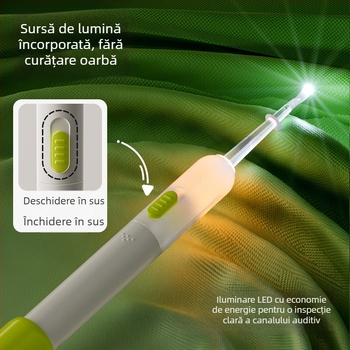 Linguriță de urechi pentru copii, cu lumină și lupă – instrument vizual de curățare a urechilor