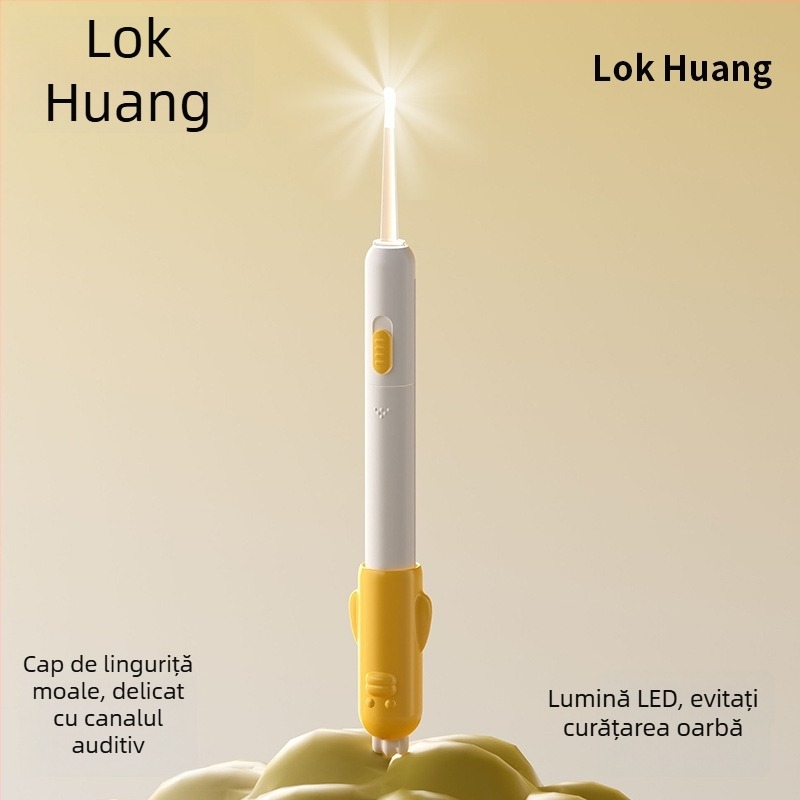 Linguriță de urechi pentru copii, cu lumină și lupă – instrument vizual de curățare a urechilor
