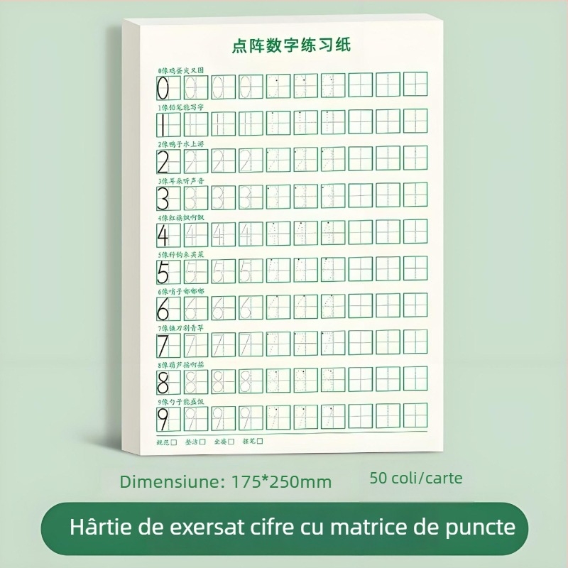 Carte de trasare numere 0-9 pentru grădiniță - exerciții de caligrafie cu pix