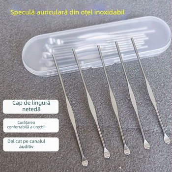 Lingură pentru urechi în stilul anilor 80, cu margine subțire și prelungire, pentru adulți, instrument de îndepărtare a cerumenului, vizibil