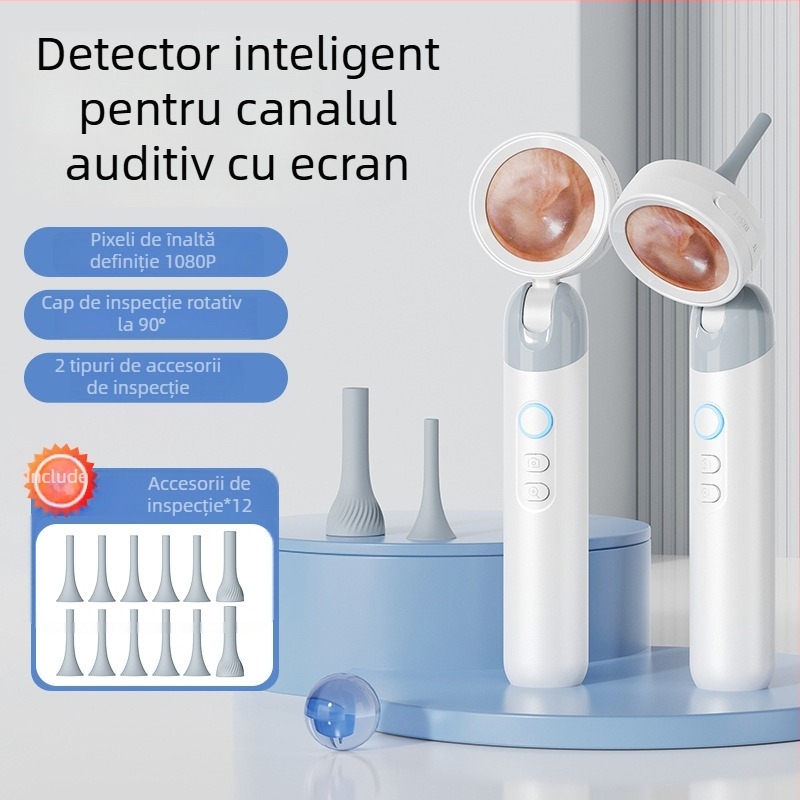 Detector portabil pentru canalul auditiv cu ecran, endoscop ORL pentru urechi, nas și gât, detecția pietrelor amigdaliene