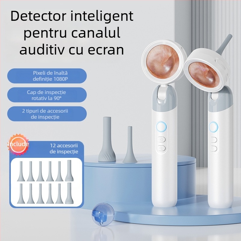 Detector portabil pentru canalul auditiv cu ecran, endoscop ORL pentru urechi, nas și gât, detecția pietrelor amigdaliene