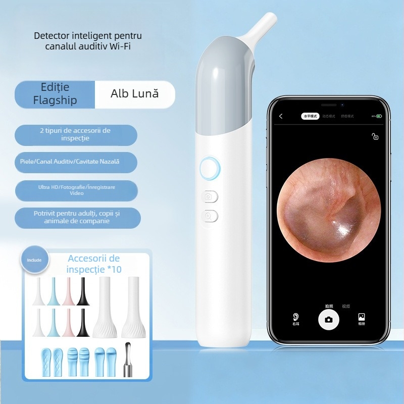 Detector portabil pentru canalul auditiv cu ecran, endoscop ORL pentru urechi, nas și gât, detecția pietrelor amigdaliene