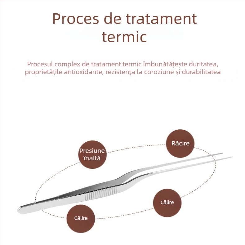 Forceps din oțel inoxidabil, în formă de pistol, lungime 16,5 cm, vârf curbat pentru curățarea urechii și a gâtului, cu vată