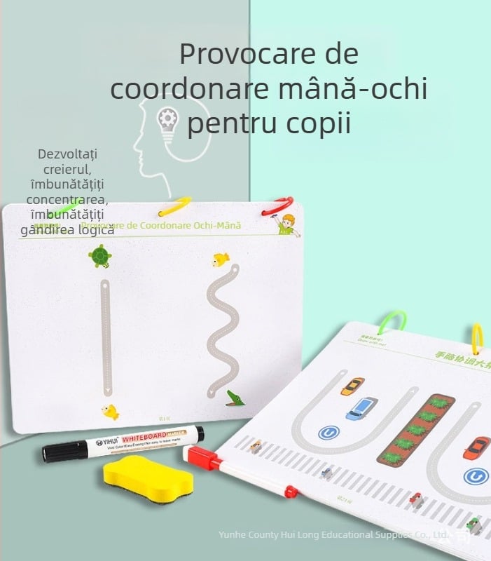 Carte de antrenament pentru controlul pixului, șters – pentru copii: logică, coordonare mână-ochi, exerciții de scriere și hartă mentală
