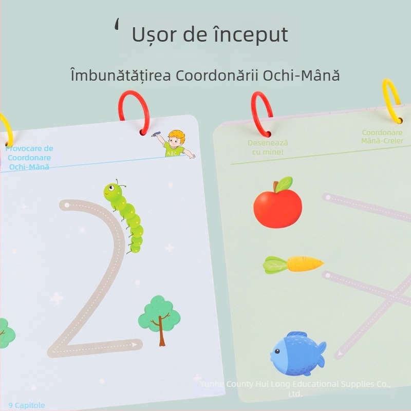 Carte de antrenament pentru controlul pixului, șters – pentru copii: logică, coordonare mână-ochi, exerciții de scriere și hartă mentală