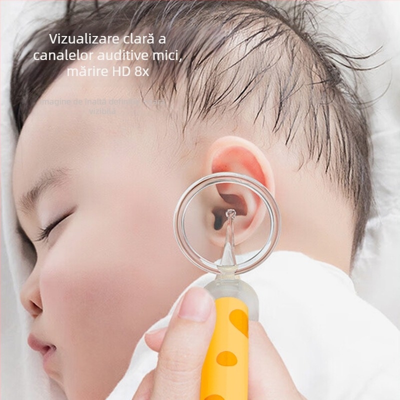 Instrument de curățare a urechilor cu lumină, în formă de girafă, sigur pentru copii, pensetă pentru cerumen