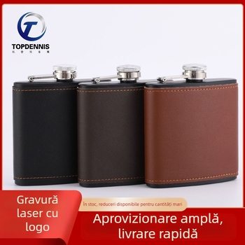 Carafă de vin din oțel inoxidabil, înfășurată în piele sintetică, cu finisaj vopsit cu spray