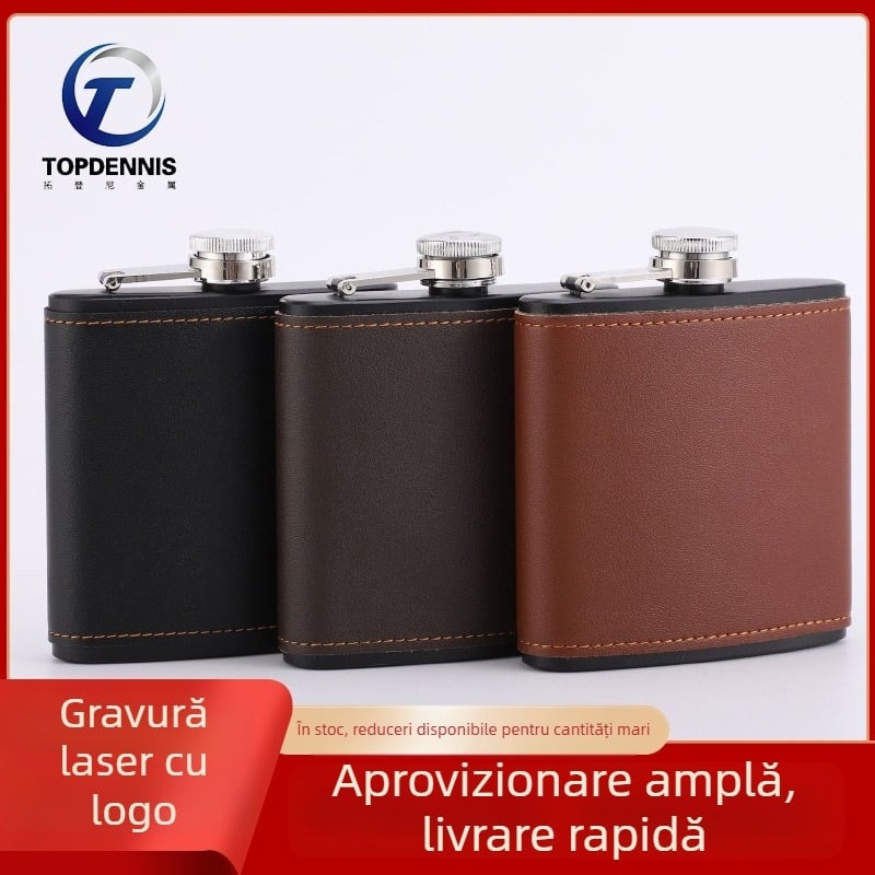Carafă de vin din oțel inoxidabil, înfășurată în piele sintetică, cu finisaj vopsit cu spray