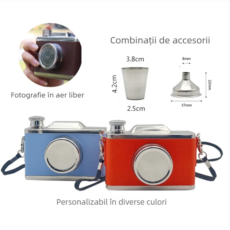 Flacon din oțel inoxidabil 304 pentru camping în aer liber, portabil, în stil retro-lux