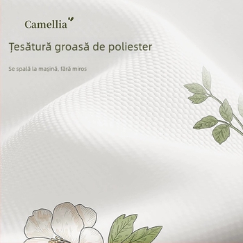 Cortină de duș din poliester, cu model camelia, impermeabilă, construcție îmbunătățită, montaj ușor fără găuri