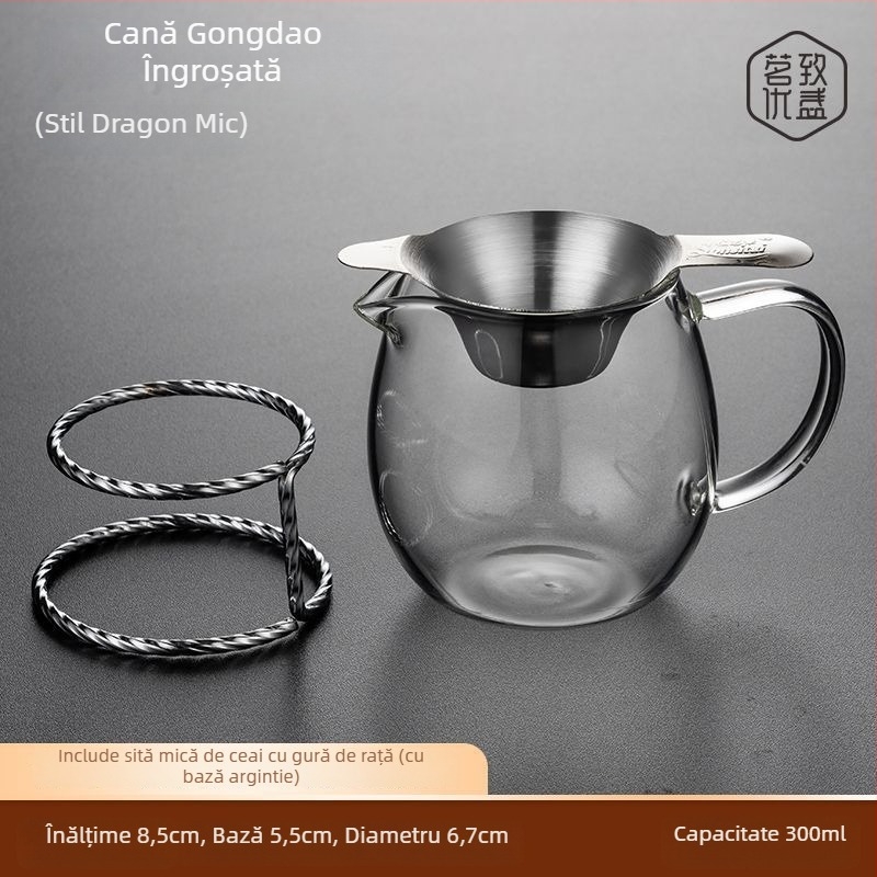 Pahar de ceai din sticlă rezistentă la căldură, cu separator și filtru – set pentru uz casnic