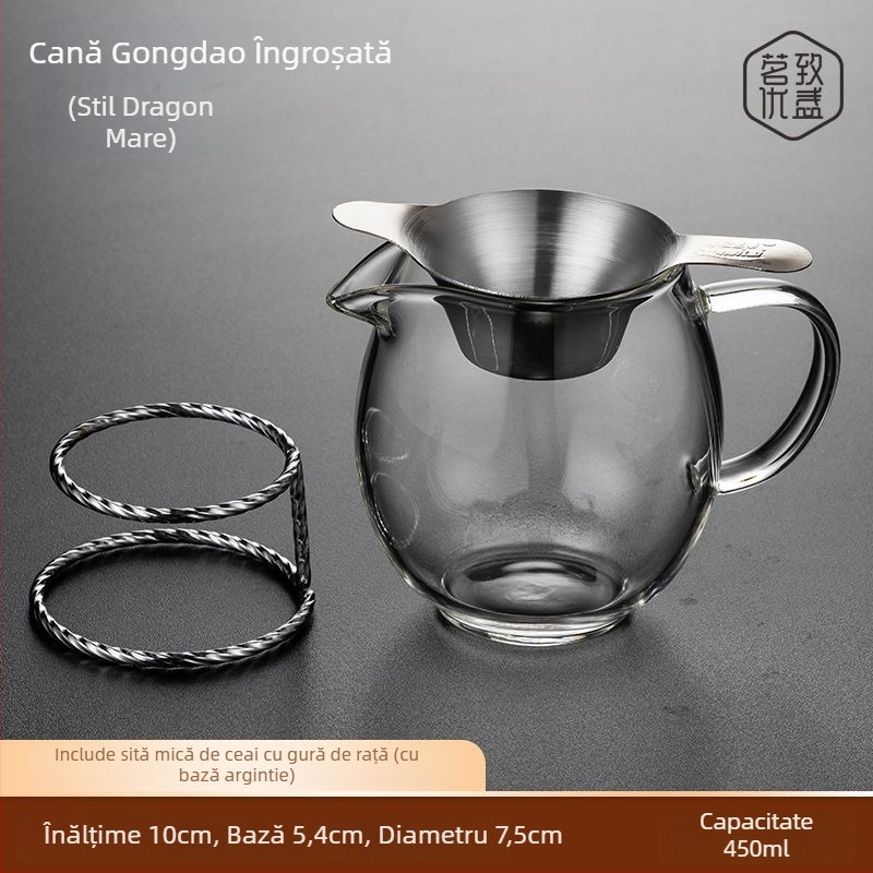 Pahar de ceai din sticlă rezistentă la căldură, cu separator și filtru – set pentru uz casnic
