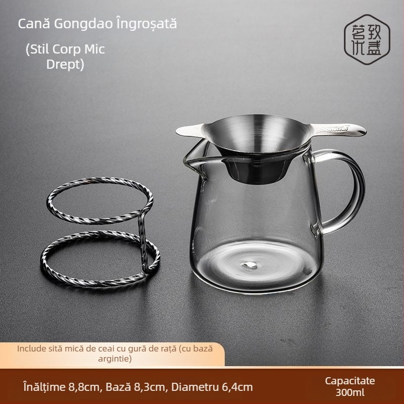 Pahar de ceai din sticlă rezistentă la căldură, cu separator și filtru – set pentru uz casnic
