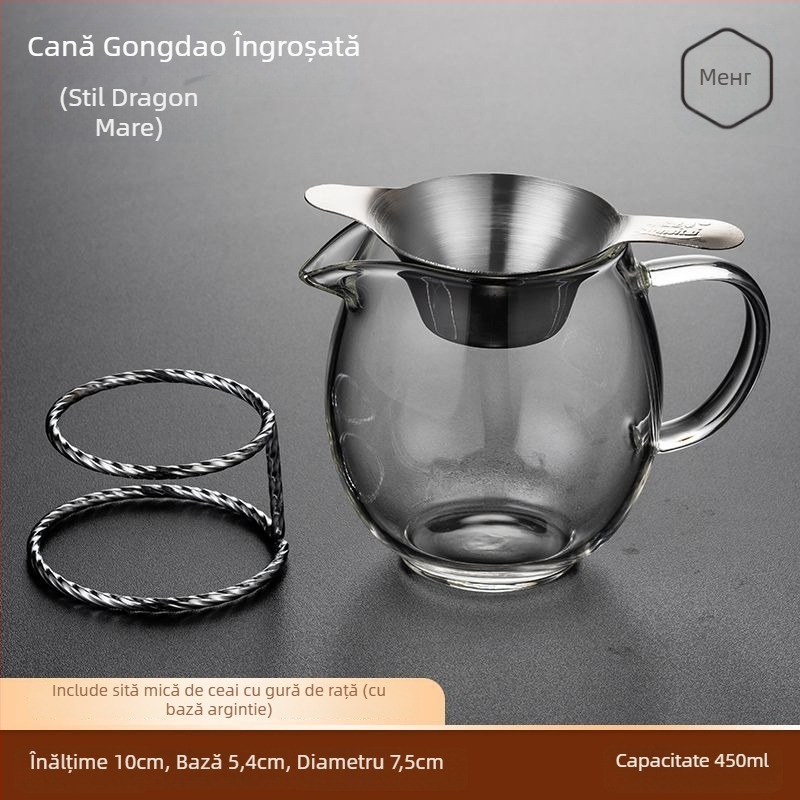 Pahar de ceai din sticlă rezistentă la căldură, cu separator și filtru – set pentru uz casnic