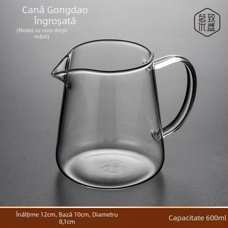 Pahar de ceai din sticlă rezistentă la căldură, cu separator și filtru – set pentru uz casnic