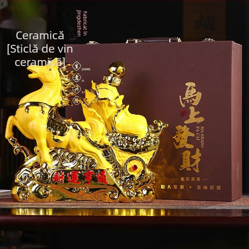 Sticlă de vin ceramică Jingdezhen cu cele douăsprezece zodii, 2,5 kg, cutie cadou, set de vin pentru uz casnic