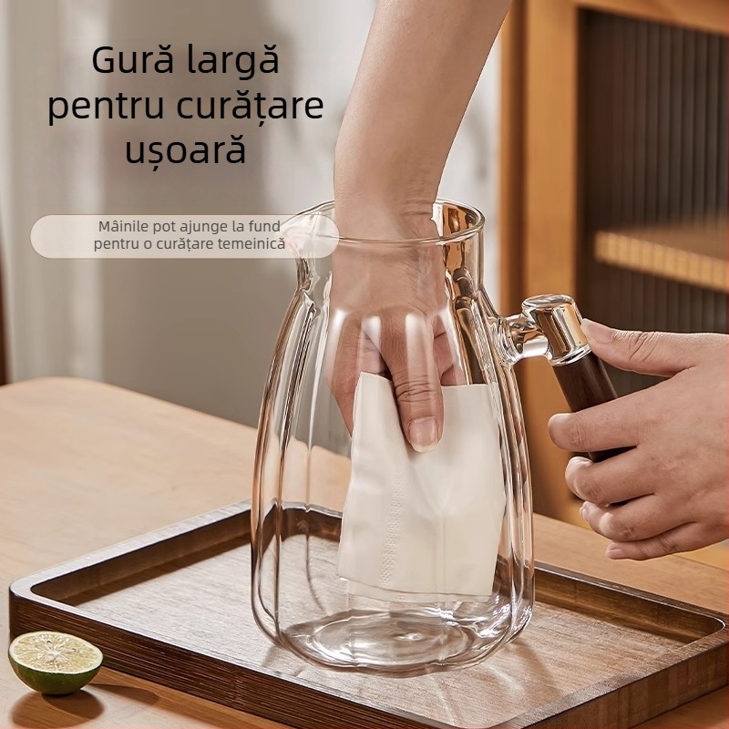 Sticlă borosilicată pentru apă rece, capacitate mare, infuzor de ceai